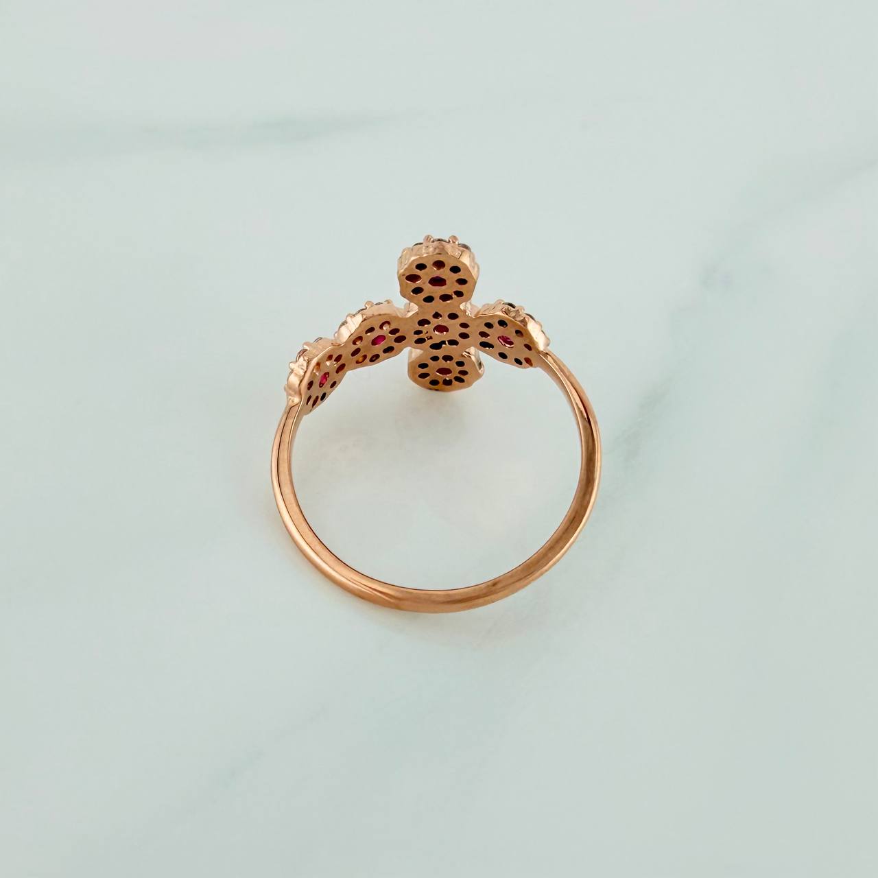 Anillo Cruz Tupida 2.15gr / T5 3/4 / Oro Rosa 18K %