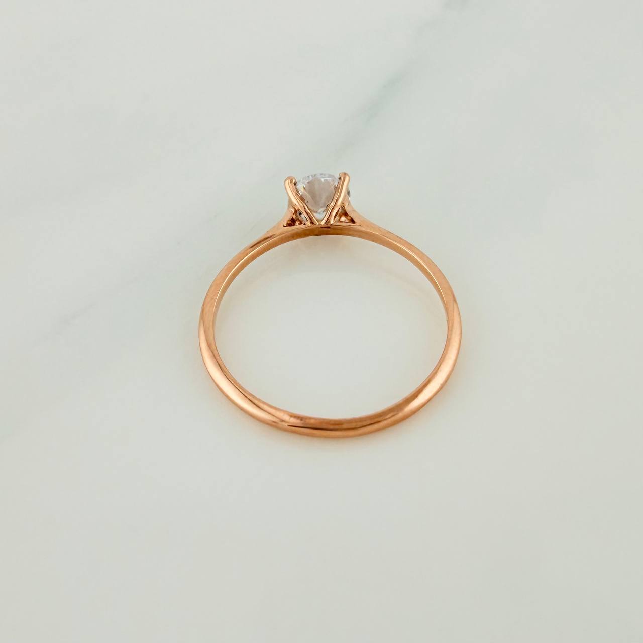Anillo Solitario 1.3gr / T6 / Oro Rosa 18K %
