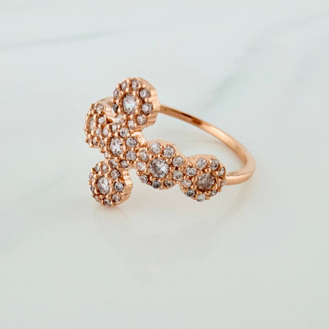 Anillo Cruz Tupida 2.15gr / T6 / Oro Rosa 18K %