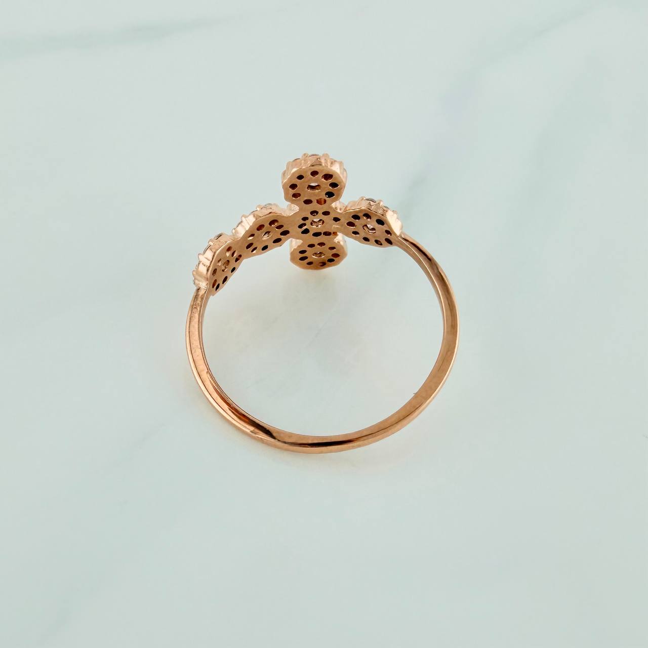 Anillo Cruz Tupida 2.15gr / T6 / Oro Rosa 18K %