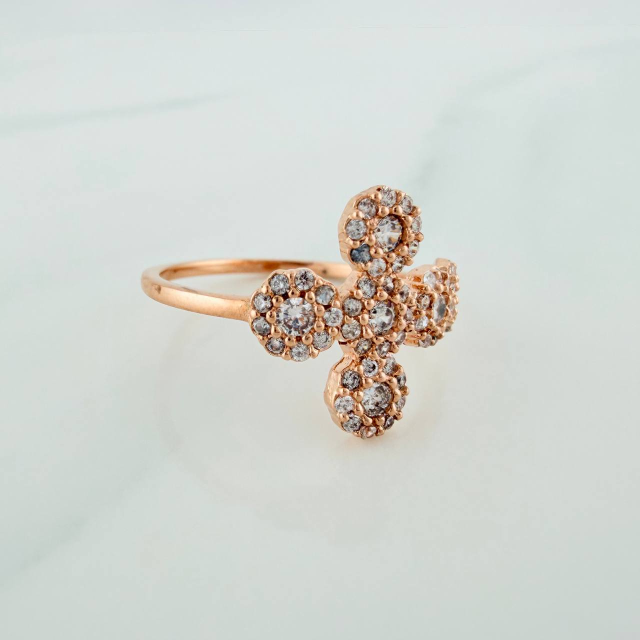 Anillo Cruz Tupida 2.15gr / T6 / Oro Rosa 18K %