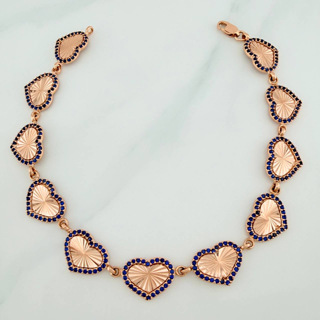 Pulso Corazones 10.5gr / 20cm / 9.5mm Oro Rosa 18K %