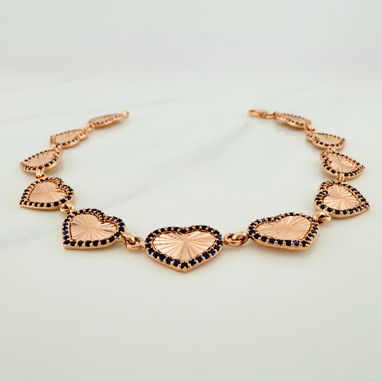 Pulso Corazones 10.5gr / 20cm / 9.5mm Oro Rosa 18K %