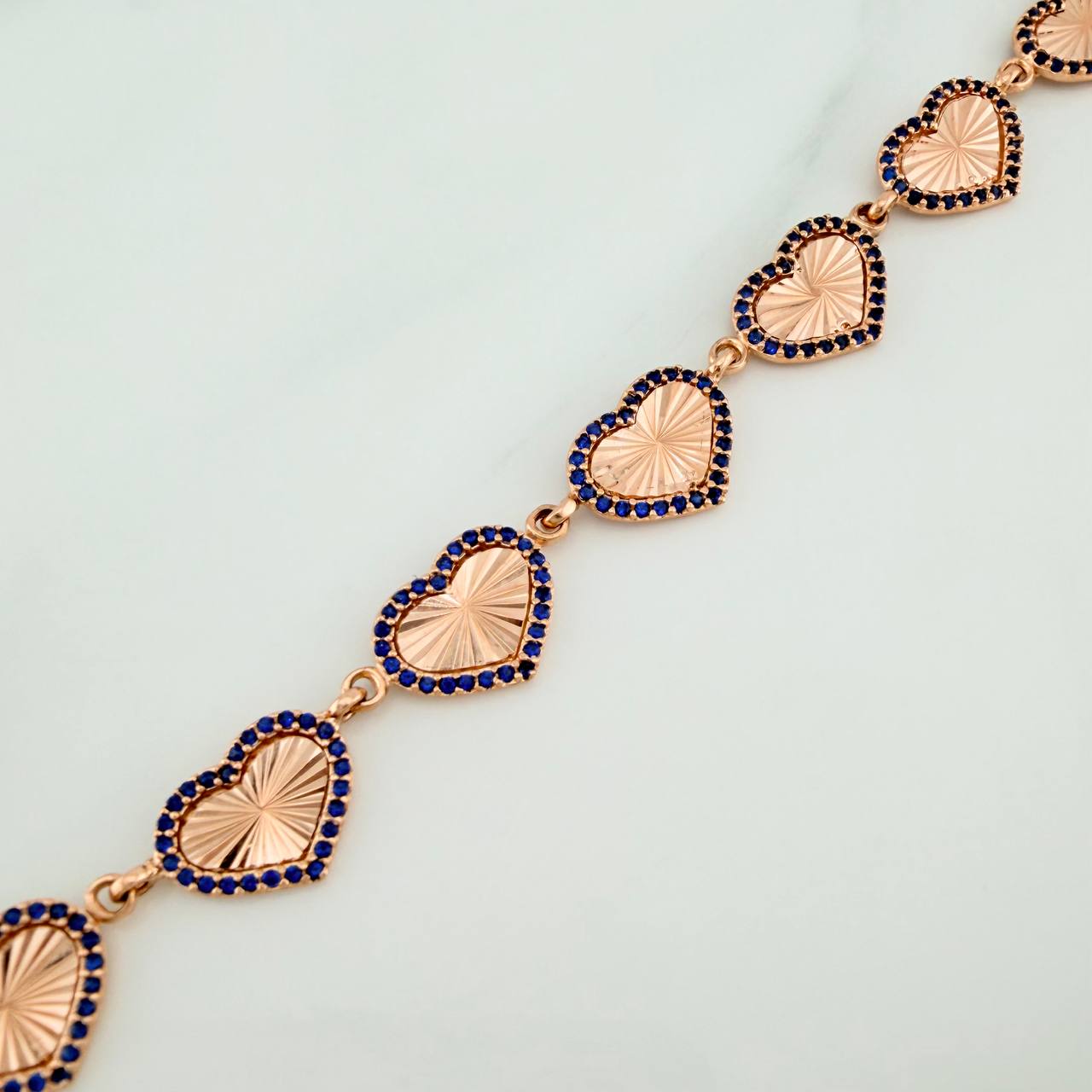 Pulso Corazones 10.5gr / 20cm / 9.5mm Oro Rosa 18K %