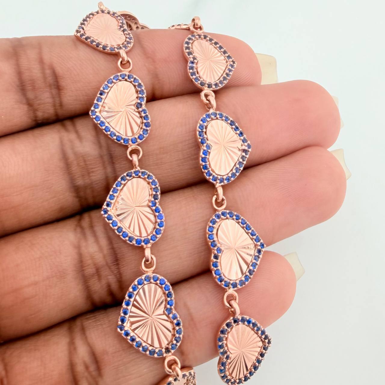 Pulso Corazones 10.5gr / 20cm / 9.5mm Oro Rosa 18K %