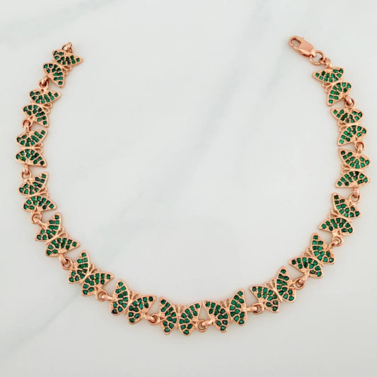 Pulso Mariposas 10.2gr / 19.5cm / 7.5mm Oro Rosa 18K %