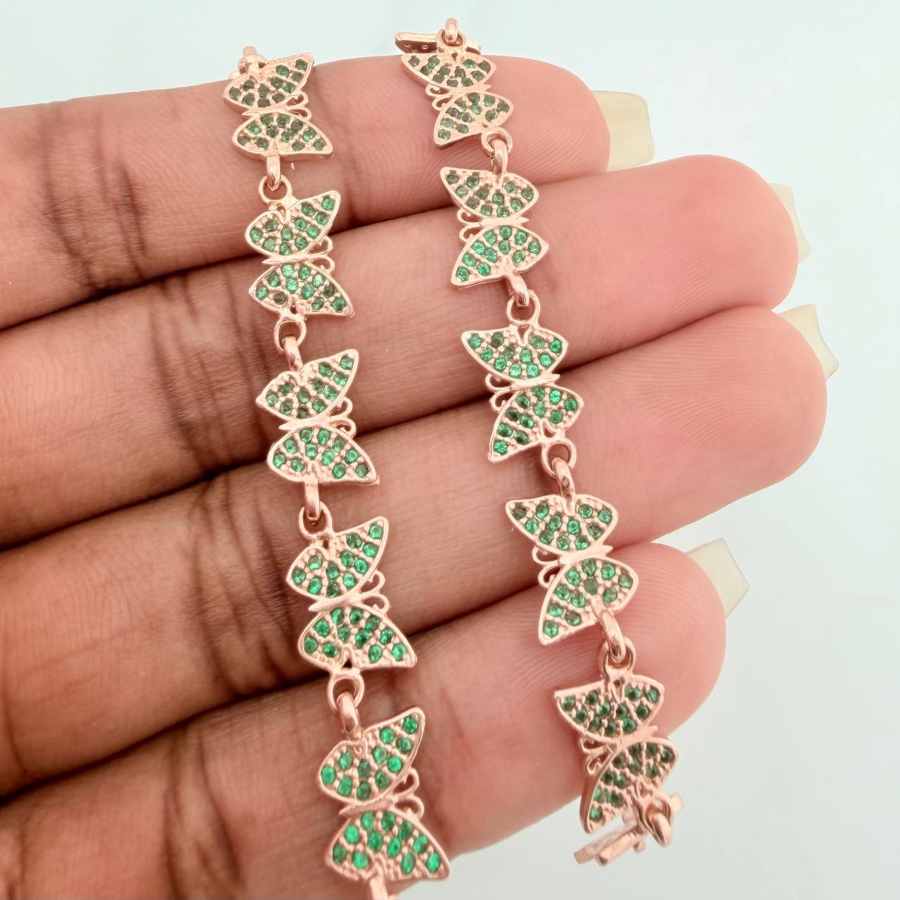 Pulso Mariposas 10.2gr / 19.5cm / 7.5mm Oro Rosa 18K %