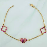 Pulso Trebol Corazon Aro Seguido 3.25gr / 18cm / 1mm Oro Amarillo 18K %