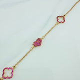 Pulso Trebol Corazon Aro Seguido 3.25gr / 18cm / 1mm Oro Amarillo 18K %