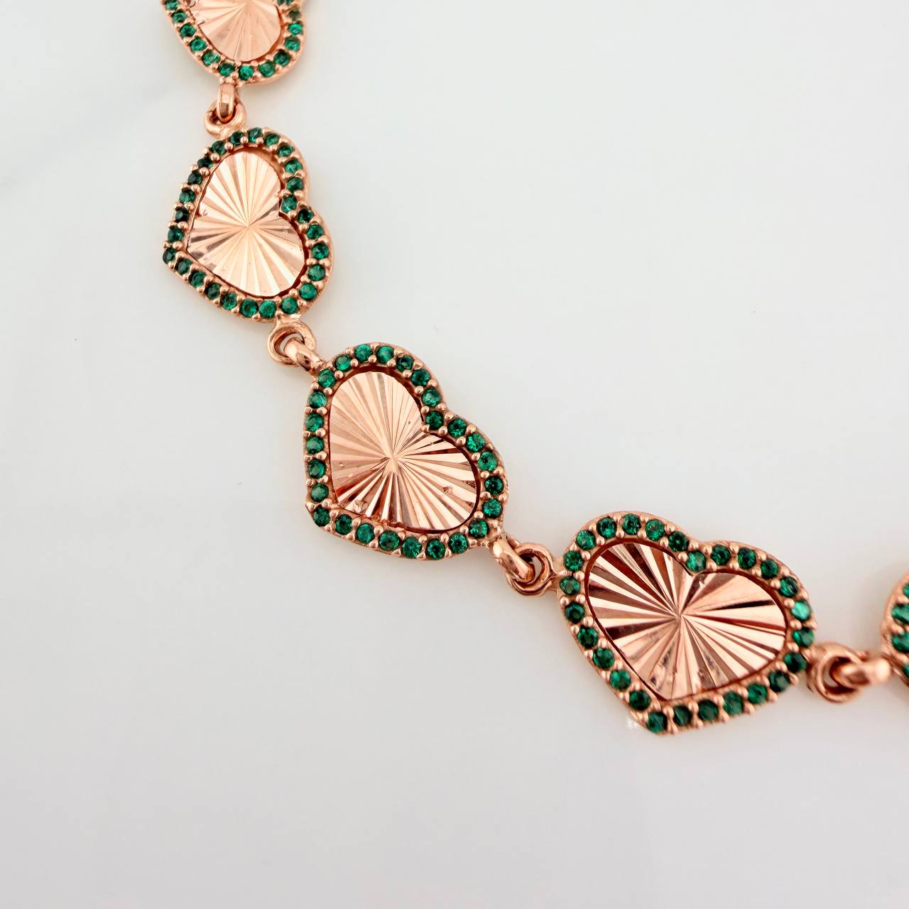 Pulso Corazones 10.65gr / 20.2cm / 10mm Oro Rosa 18K