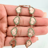 Pulso Corazones 10.65gr / 20.2cm / 10mm Oro Rosa 18K