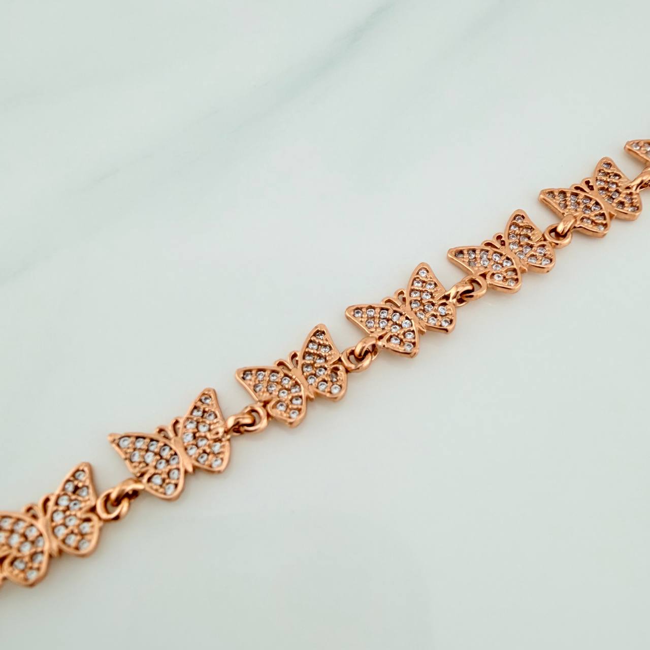 Pulso Mariposas 10.6gr / 19.5cm / 6.75mm Oro Rosa 18K