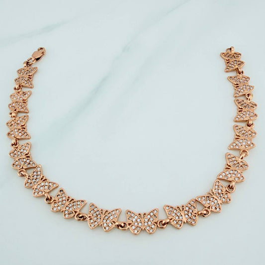 Pulso Mariposas 10.6gr / 19.5cm / 6.75mm Oro Rosa 18K