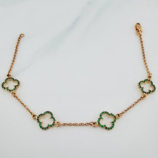 Pulso Trebol Aro Seguido 3.75gr / 19.5cm / 0.8mm Oro Amarillo 18K &