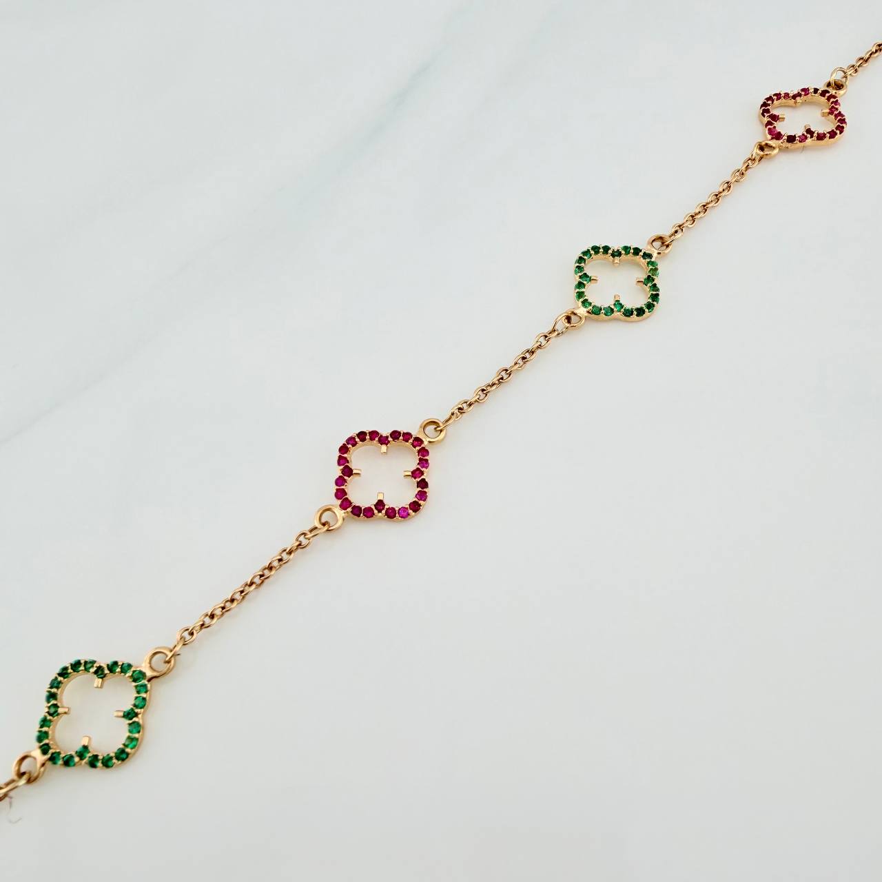 Pulso Trebol Aro Seguido 3.35gr / 19cm / 0.9mm Oro Amarillo 18K &