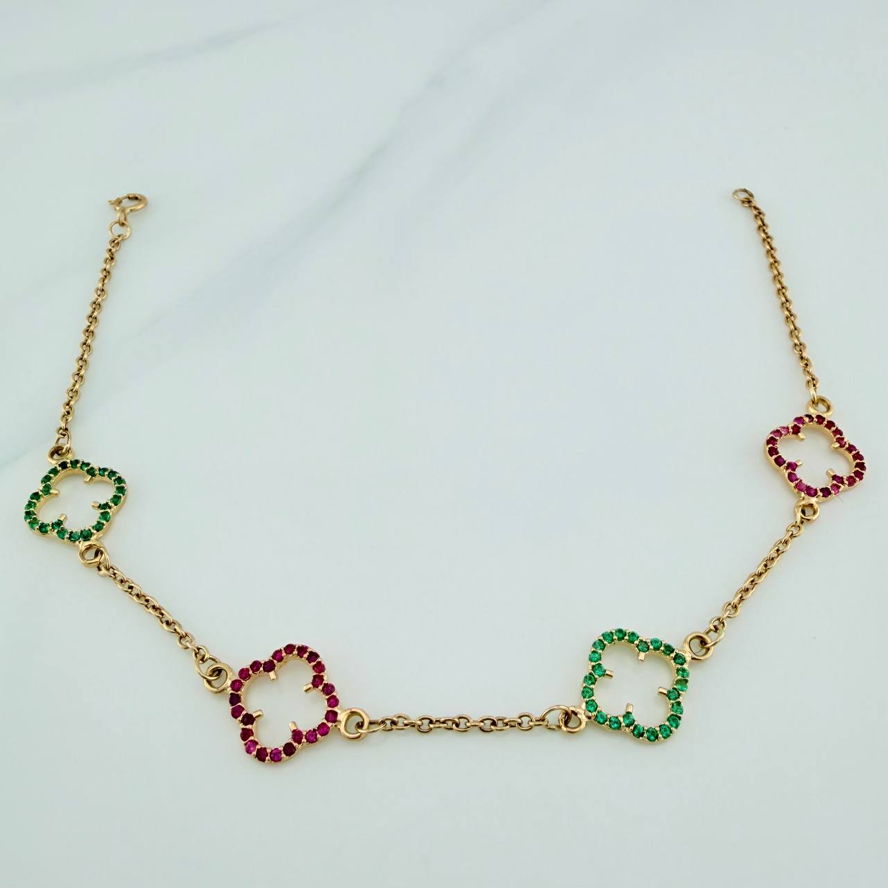 Pulso Trebol Aro Seguido 3.35gr / 19cm / 0.9mm Oro Amarillo 18K &