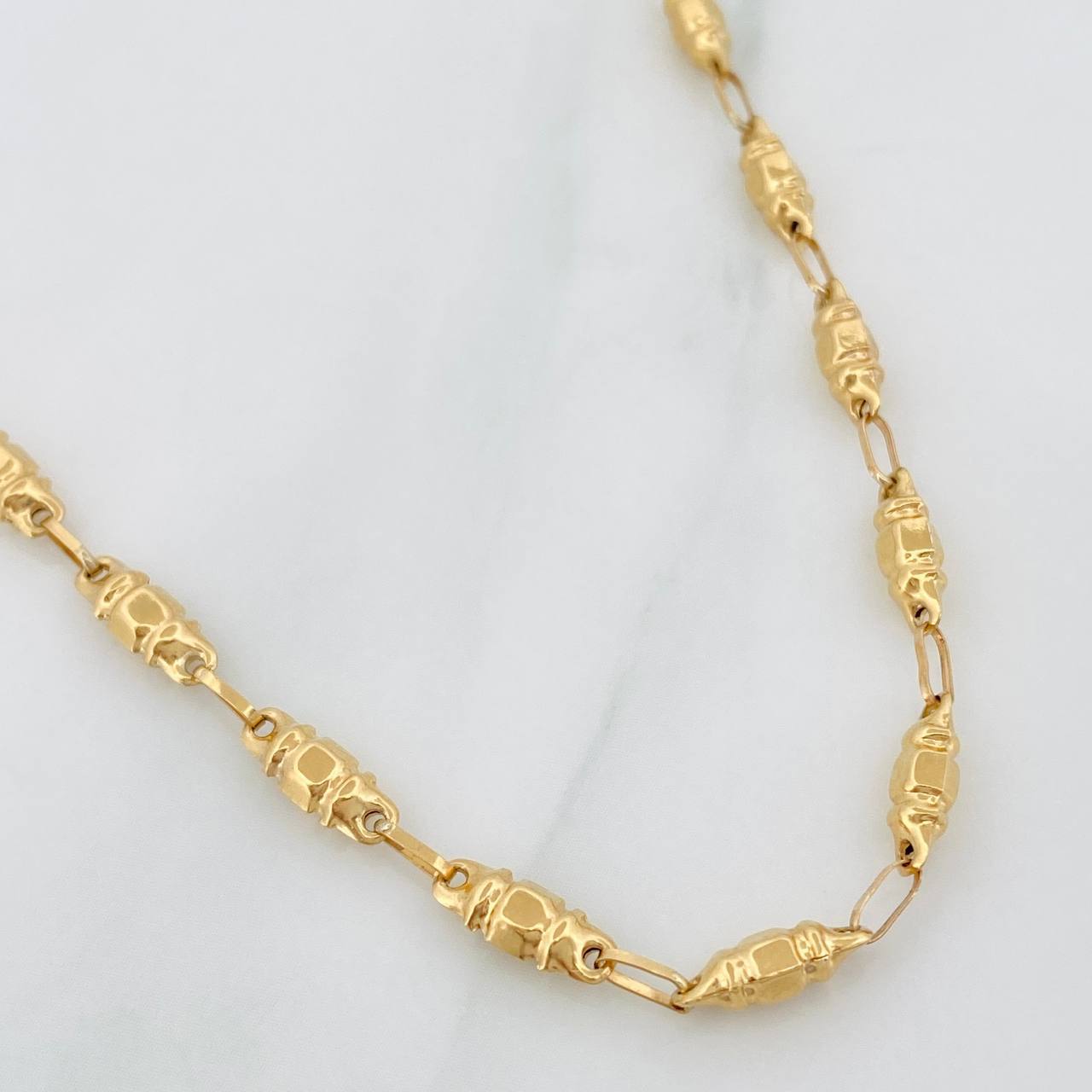 Cadena Rustica Barril 8.65g / 60cm / 3.21mm Oro Amarillo 18K
