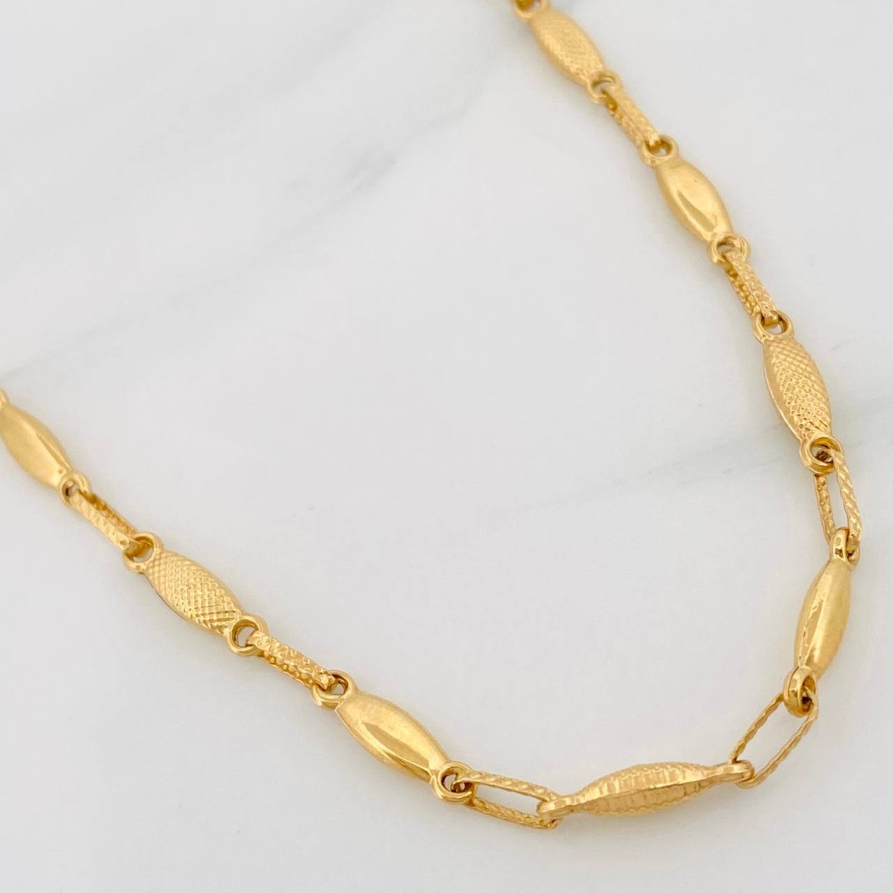 Cadena Rustica Eslabon 9.15g / 60cm / 3.14mm Oro Amarillo 18K