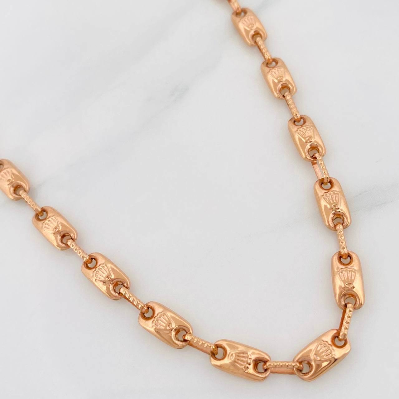 Cadena Rustica Corona 13.3g / 60cm / 4.46mm Oro Rosa 18K