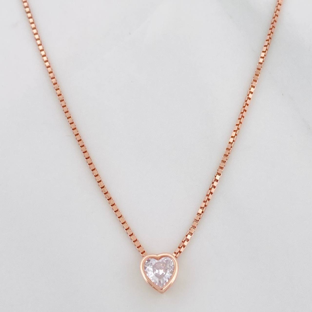 Cadena Veneciana Corazon 2.3g / 45cm / 0.9mm Plata Vermeil 925