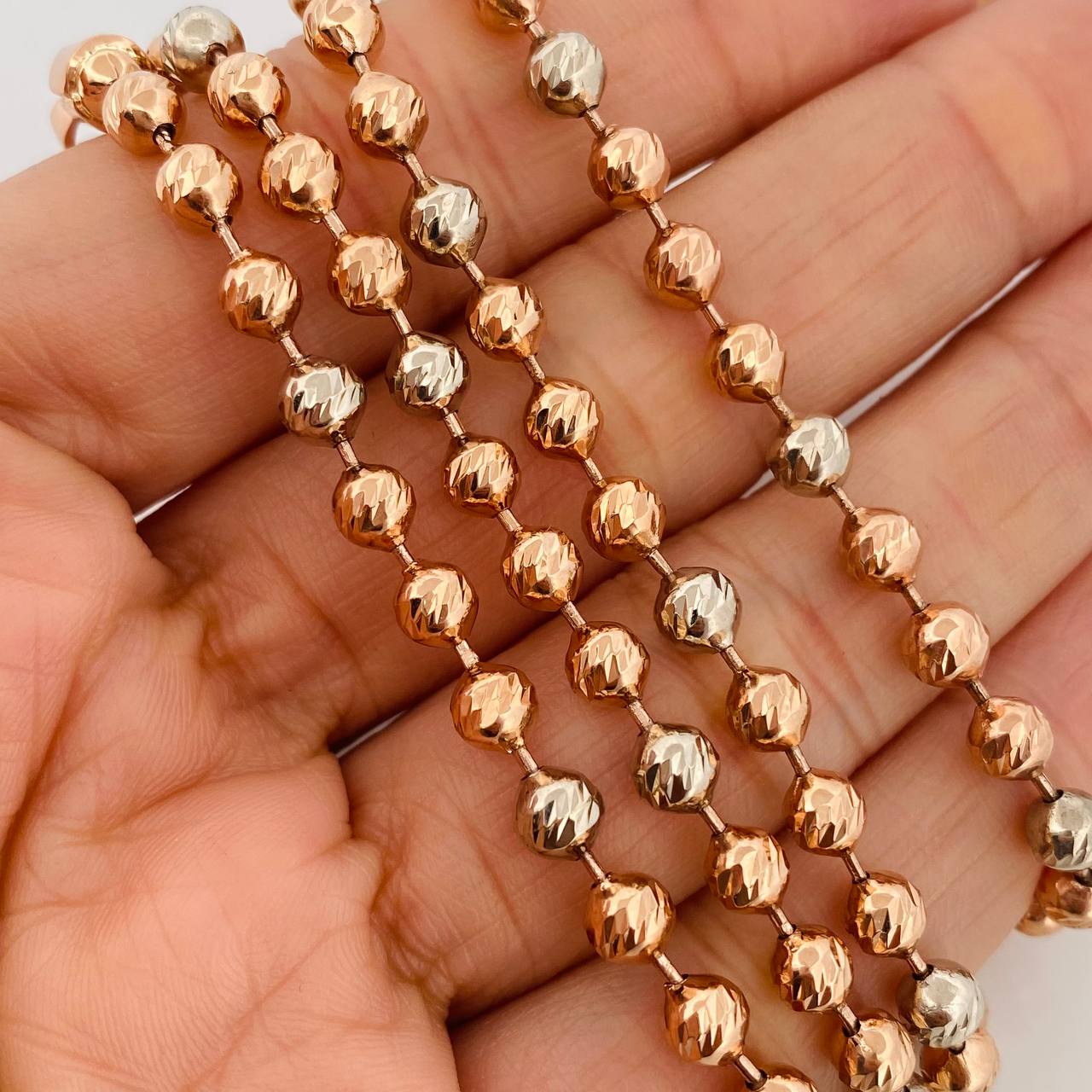 Cadena Militar 32.25gr / 65cm / 4.35mm Dos Oros Blanco Rosa 18K $