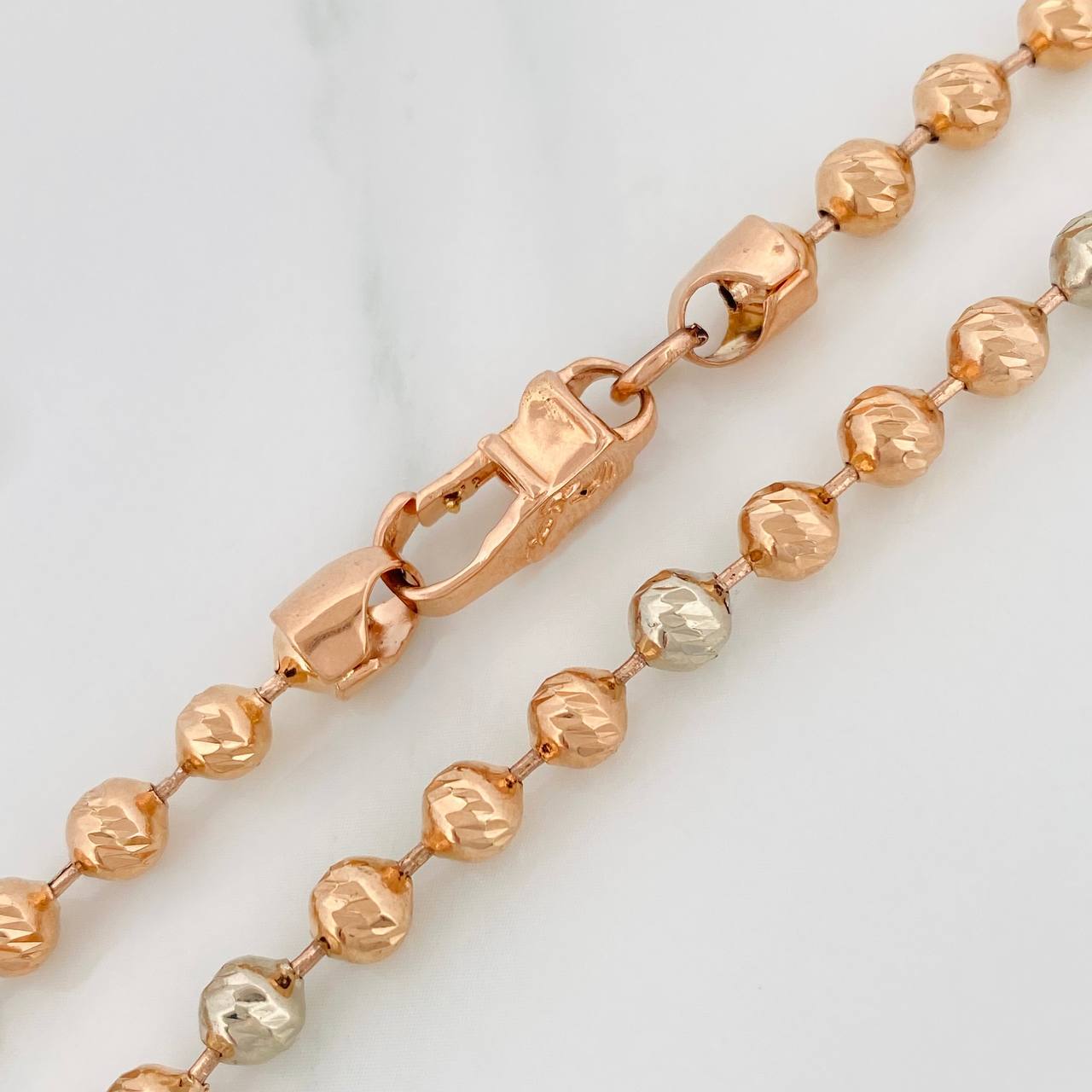 Cadena Militar 32.25gr / 65cm / 4.35mm Dos Oros Blanco Rosa 18K $