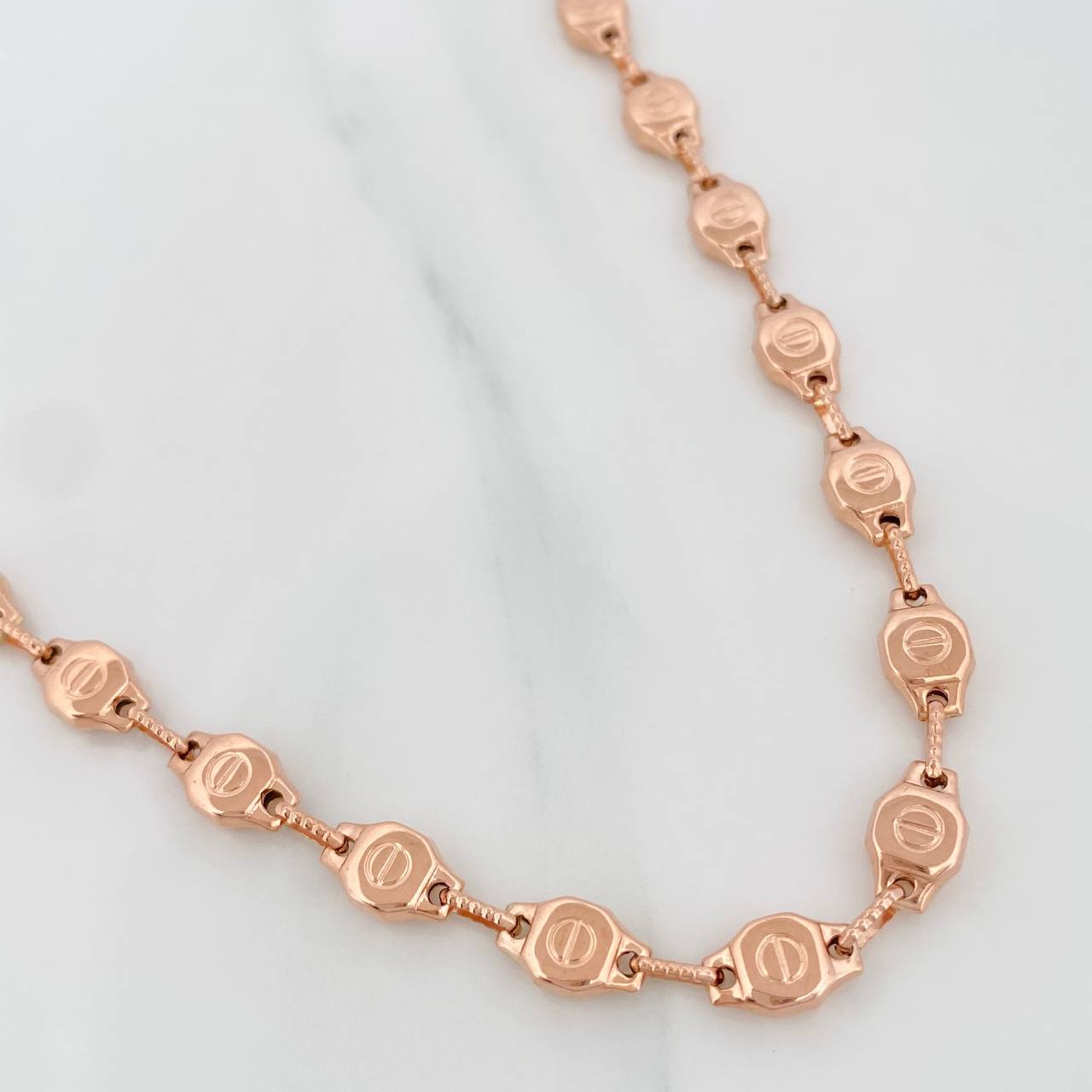 Cadena Rustica Tornillo 18.65gr / 72.5cm / 5.6mm Oro Rosa 18K &