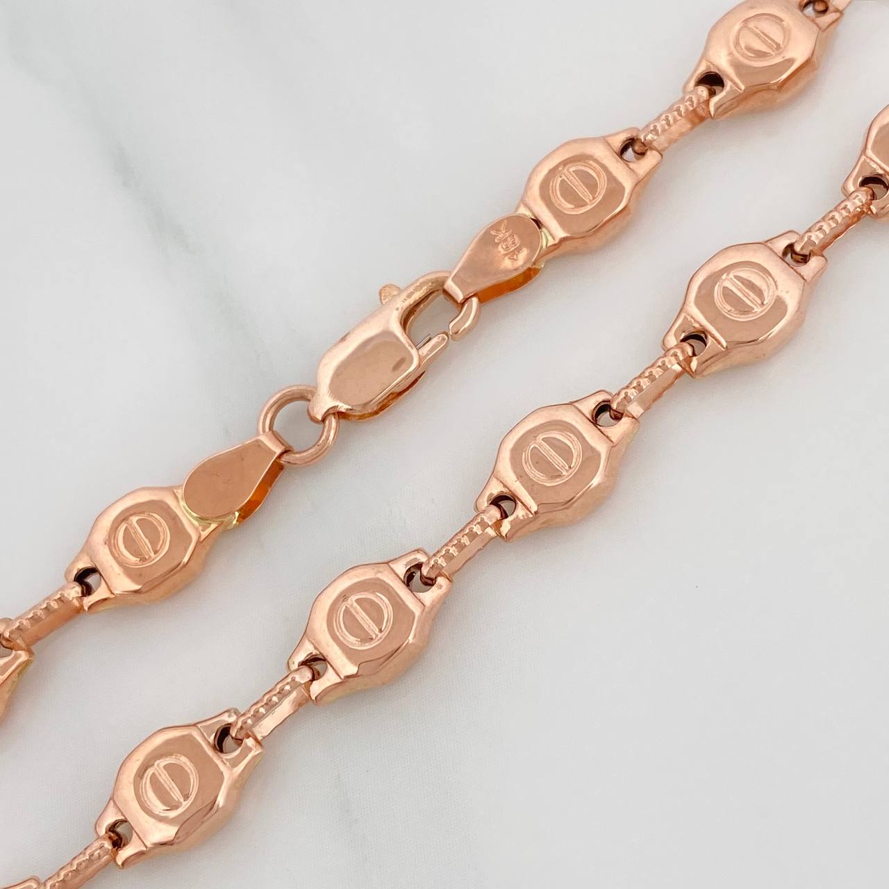 Cadena Rustica Tornillo 18.65gr / 72.5cm / 5.6mm Oro Rosa 18K &
