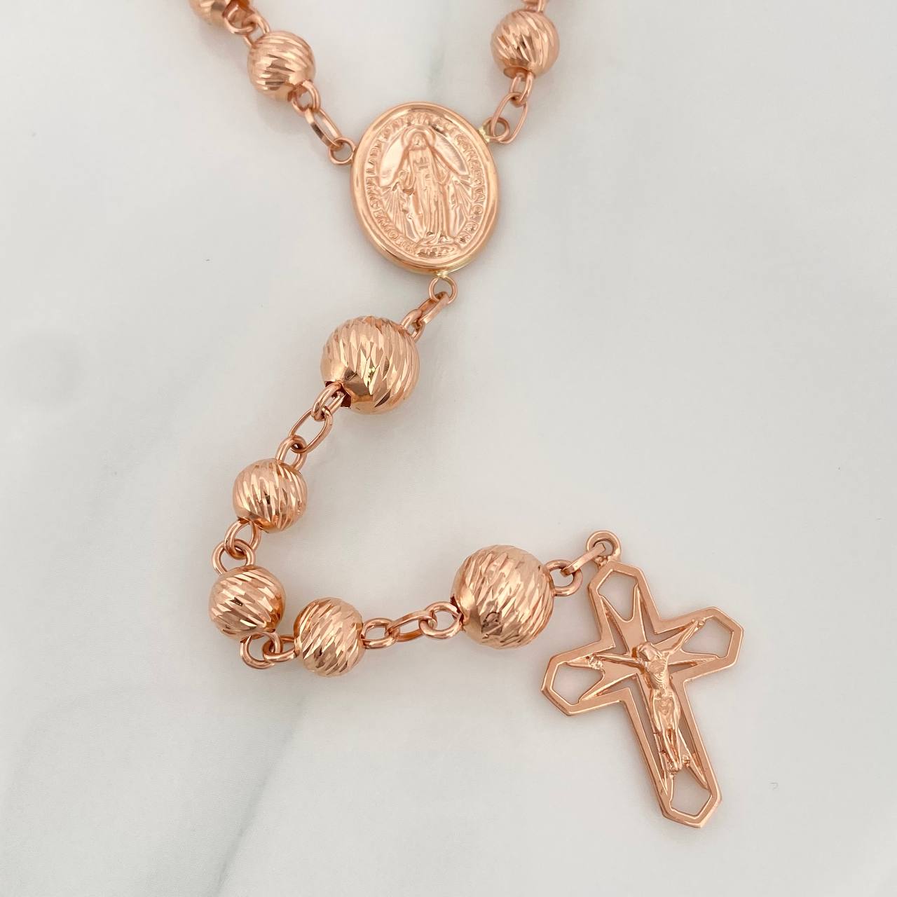 Rosario Virgen Milagrosa 19.6gr / 42cm / 6mm-8mm Oro Rosa 18K
