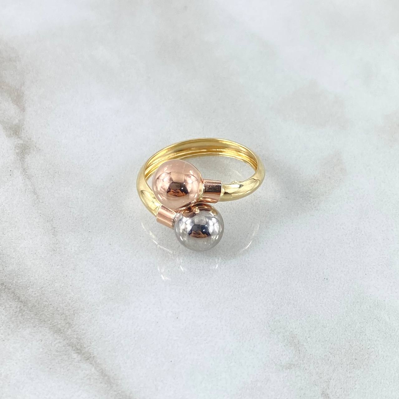 Anillo TU Y YO 2.15gr / T8 1/4 / 8mm Tres Oros 18K *