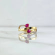 Anillo Corazones Constelados 2.65gr / T5 3/4 / Circones Blancos Fucsia Oro Amarillo 18K *