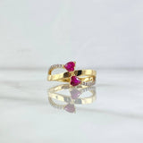Anillo Corazones Constelados 2.65gr / T5 3/4 / Circones Blancos Fucsia Oro Amarillo 18K *