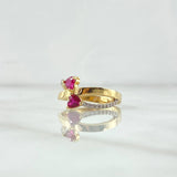 Anillo Corazones Constelados 2.65gr / T5 3/4 / Circones Blancos Fucsia Oro Amarillo 18K *