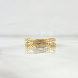 Anillo Lineas Cruzadas 2.25gr / T7 / Circones Blancos Oro Amarillo 18K *