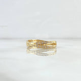 Anillo Lineas Cruzadas 2.25gr / T7 / Circones Blancos Oro Amarillo 18K *