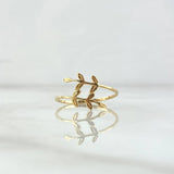 Anillo En Hojas Cruzadas 1.1gr / T6 1/2 / Liso Oro Amarillo 18K *
