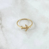 Anillo Avión 1.65gr / T7 / Circones Blancos Oro Amarillo 18K *