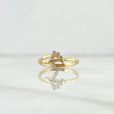 Anillo Avión 1.45gr / T4 3/4 / Circones Blancos Oro Amarillo 18K
