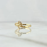 Anillo Avión 1.65gr / T6 1/4 / Circones Blancos Oro Amarillo 18K *