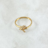 Anillo Avión 1.45gr / T4 3/4 / Circones Blancos Oro Amarillo 18K