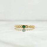 Anillo Solitario Bisel Esferas 1.55gr / T5 3/4 / Circon Verde Oro Amarillo 18K