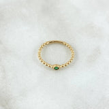 Anillo Solitario Bisel Esferas 1.55gr / T5 3/4 / Circon Verde Oro Amarillo 18K