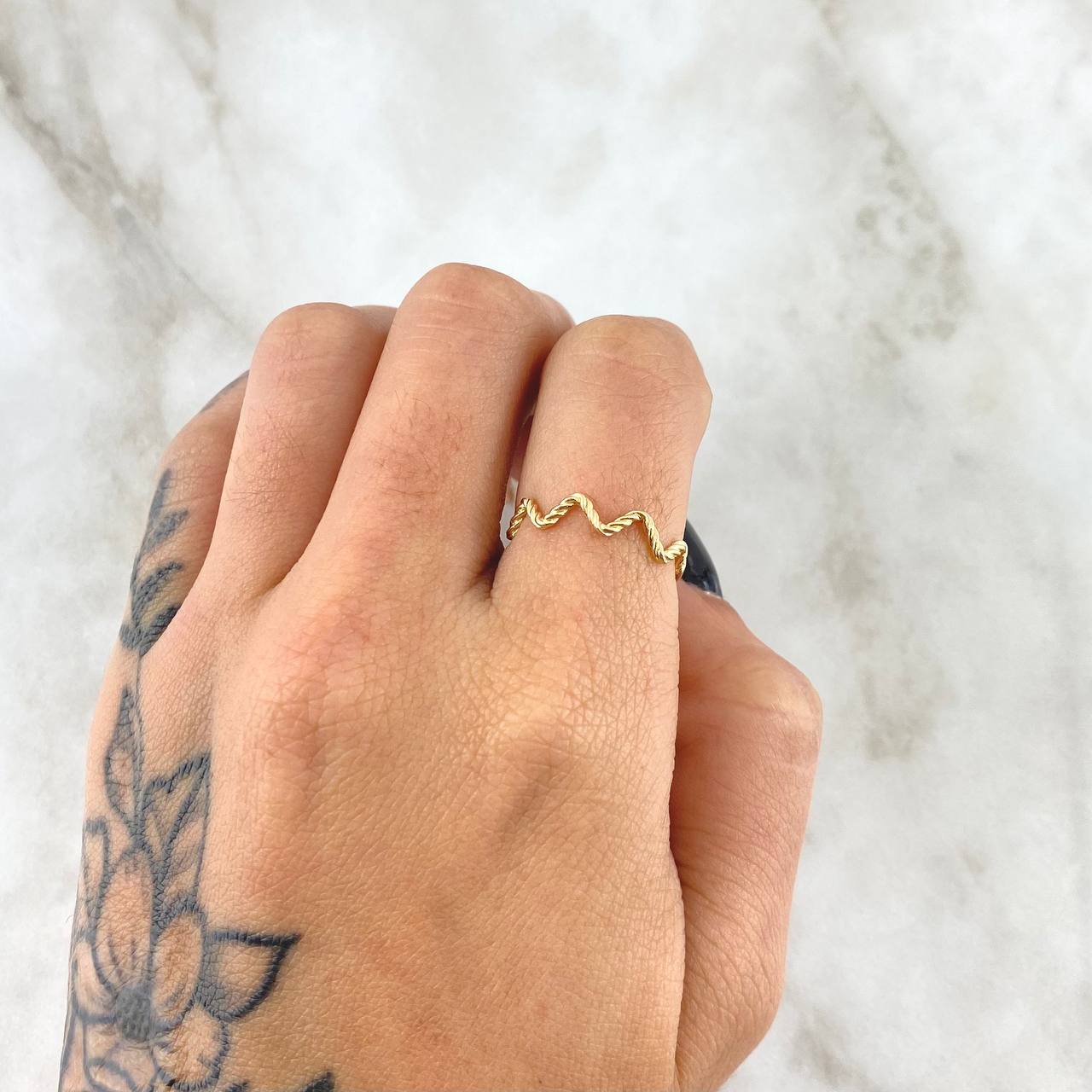 Anillo Media Trenza Zig - Zag 1.15gr / T5 1/2 / Oro Amarillo 18K *