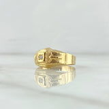 Anillo Cristo Punta Rayada 2.3gr / T7 3/4 / Circon Blanco Oro Amarillo 18K