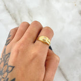Anillo Cristo Punta Rayada 2.55gr / T7 3/4 / Circon Blanco Oro Amarillo 18K
