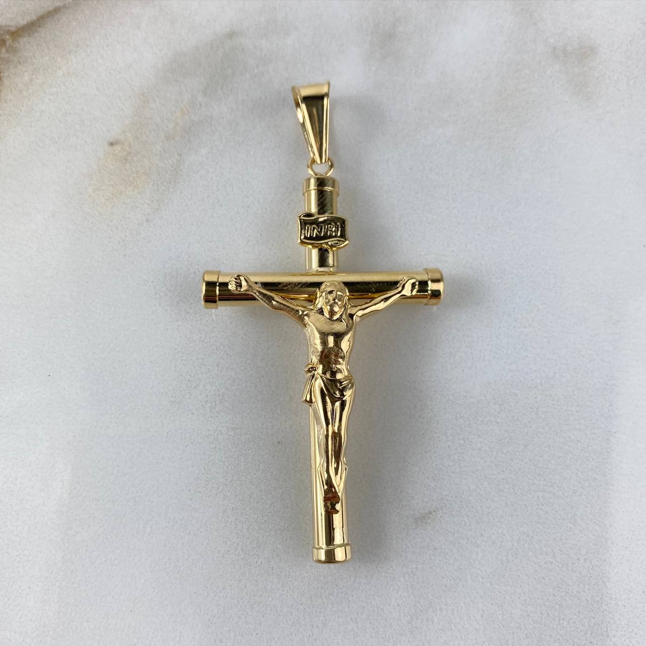 Dije Cristo Cruz 2.9gr / 5.6cm / Baston Liso Oro Amarillo ©