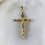 Dije Cristo Cruz 3.2gr / 5.6cm / Baston Liso Oro Amarillo