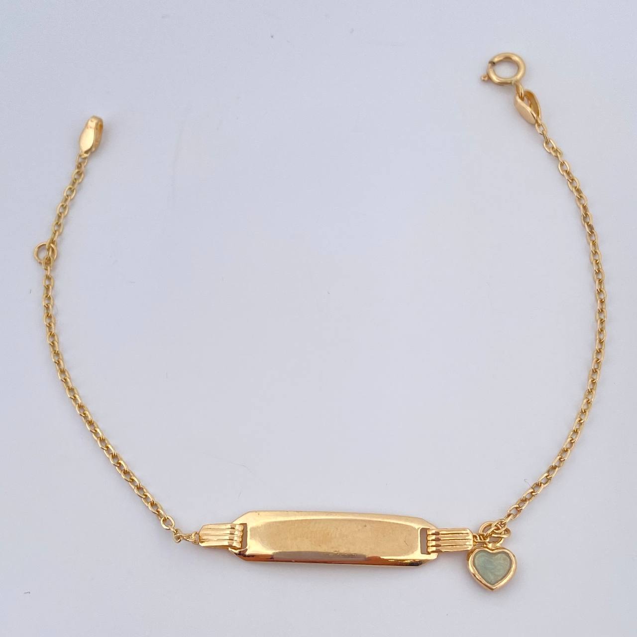 Pulso Bebé Aro Seguido Placa Octagonal 1.6gr / 14.7cm-16.2cm / 1.26mm Oro Amarillo 18K &