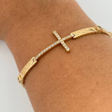 Pulso Reticulado Cruz 10.4gr / 15.8cm / 4mm Oro Amarillo 18K %