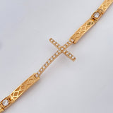Pulso Reticulado Cruz 10.4gr / 15.8cm / 4mm Oro Amarillo 18K %